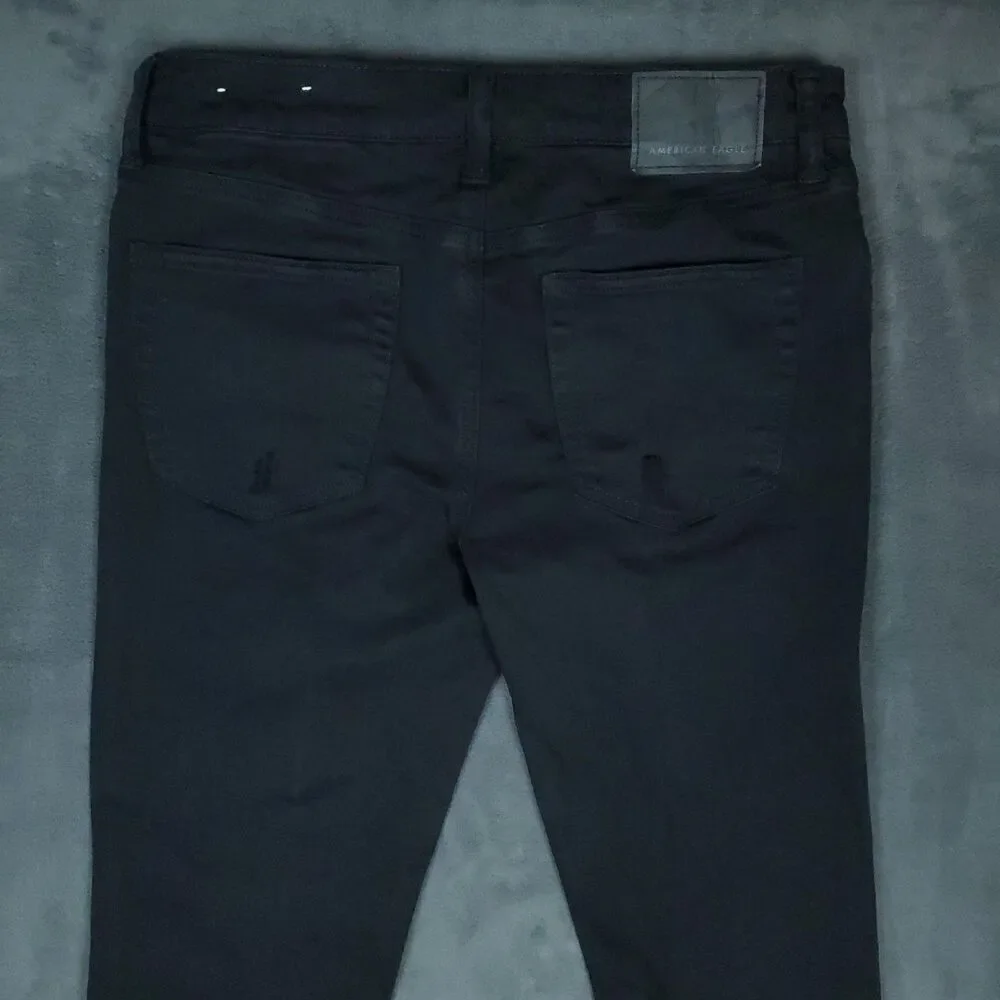 American Eagle Jeans Mens 32x34 Black Airflex+ Distressed Stretch Skinny Pants